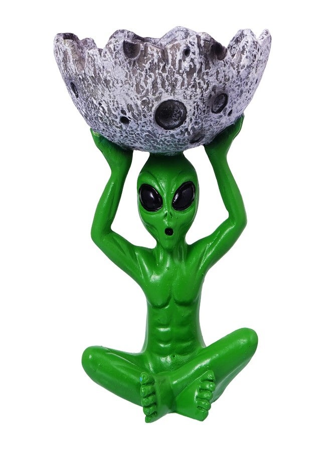 Trendy Zone 21 Alien Ash Tray, Alien Holding Moon Design Ash Tray for Home and Office use, Ash Tray for indoor and outdoor use, Ash Holder for Smokers, Desktop Smoking Ash Tray for Decoration - Green - Image 1